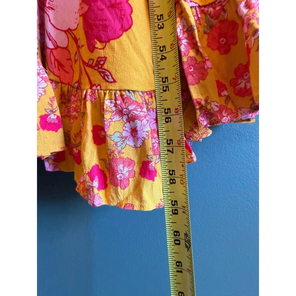 Free People Intimately Penny Printed Maxi Bodysuit Gold Floral Boho Dress M